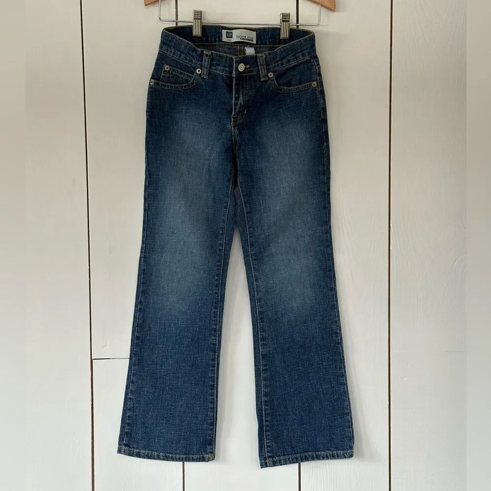 Gap Vtg Y2K Flare Jeans Girls Sz 8 Stretch Retro 70s 90s